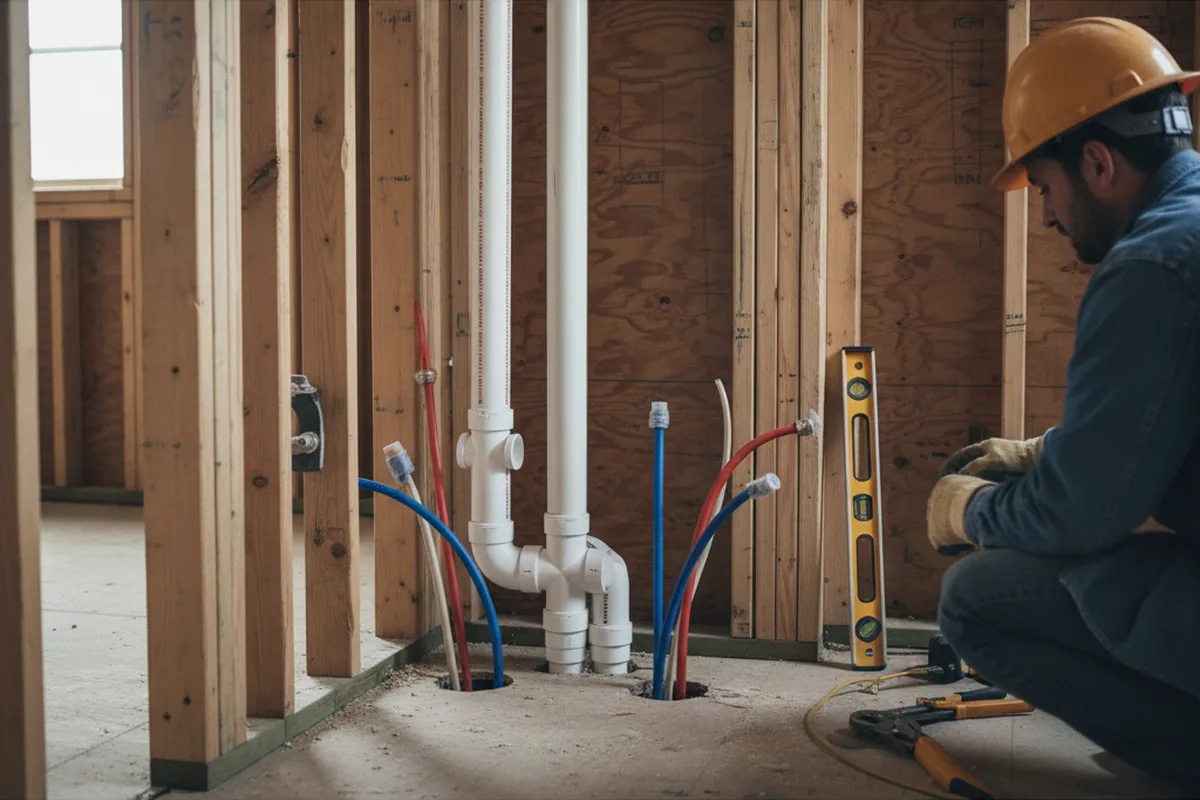 Drain and supply rough-in during Garbage Disposal Repair in Leonardo